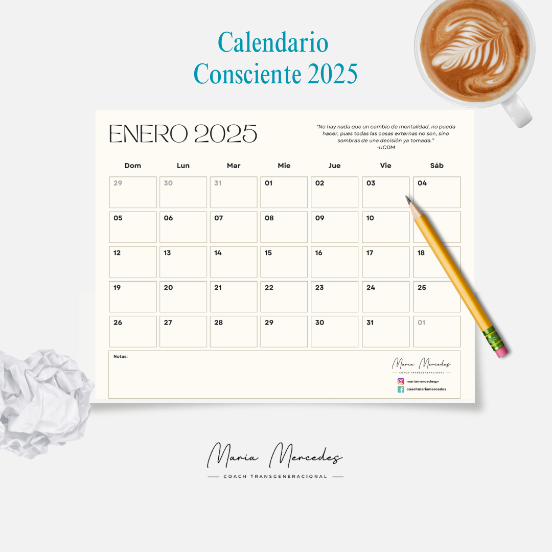 GRATIS 🌟 Calendario Mensual 2025 con Frases Inspiradoras